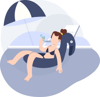 dessin femme a la piscine